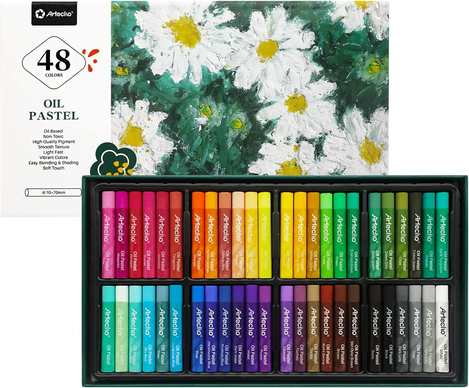 

48-Color Soft Oil Pastels Set for Art Painting, Drawing & Blending - Ideal for Artists, Students & Teachers (10x70mm)