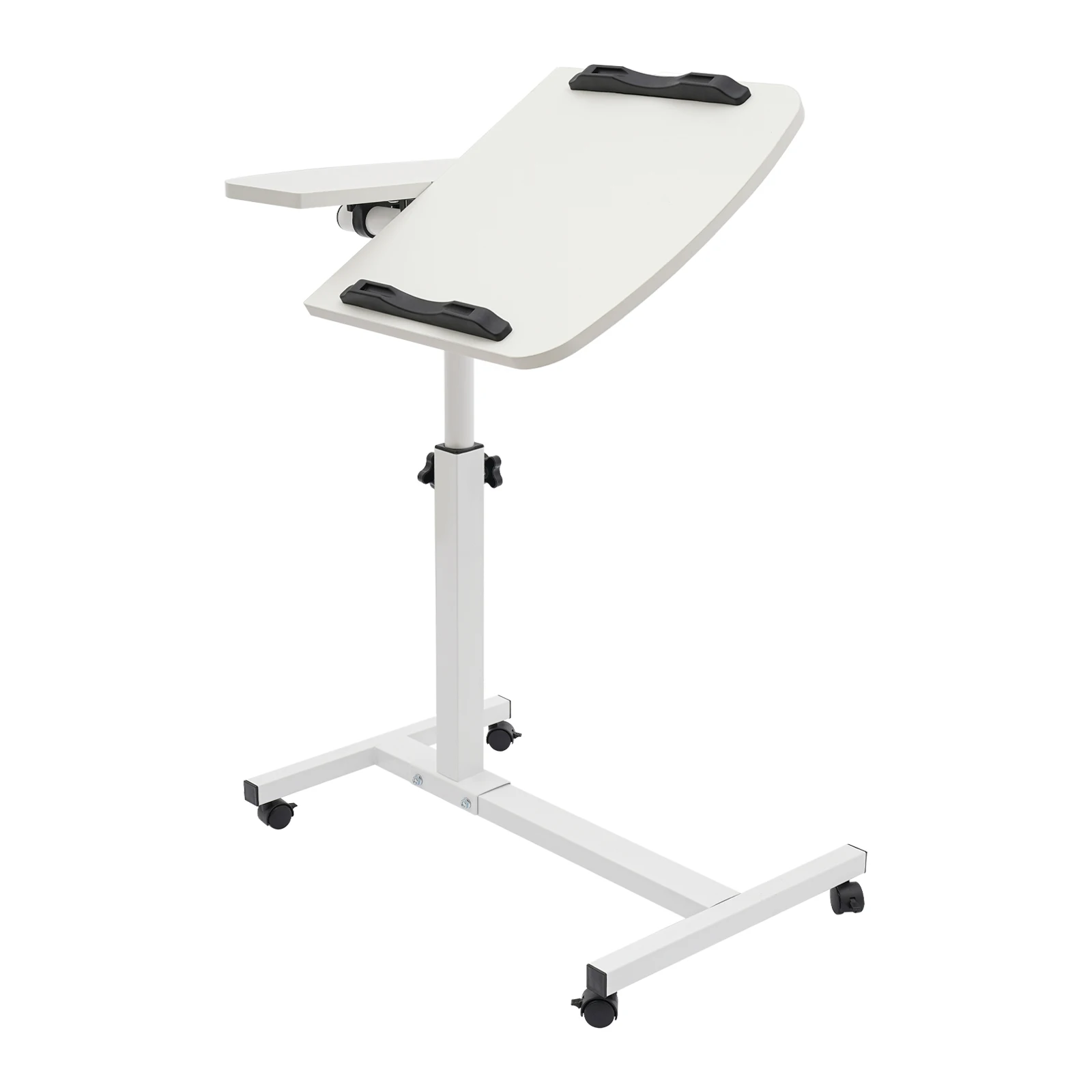 Rollbarer Laptop-Ständer Schreibtisch 360° ° Drehbarer Tisch mit verstellbarer Höhe, ergonomisch, weiß, für das Heimbüro – Detail 6