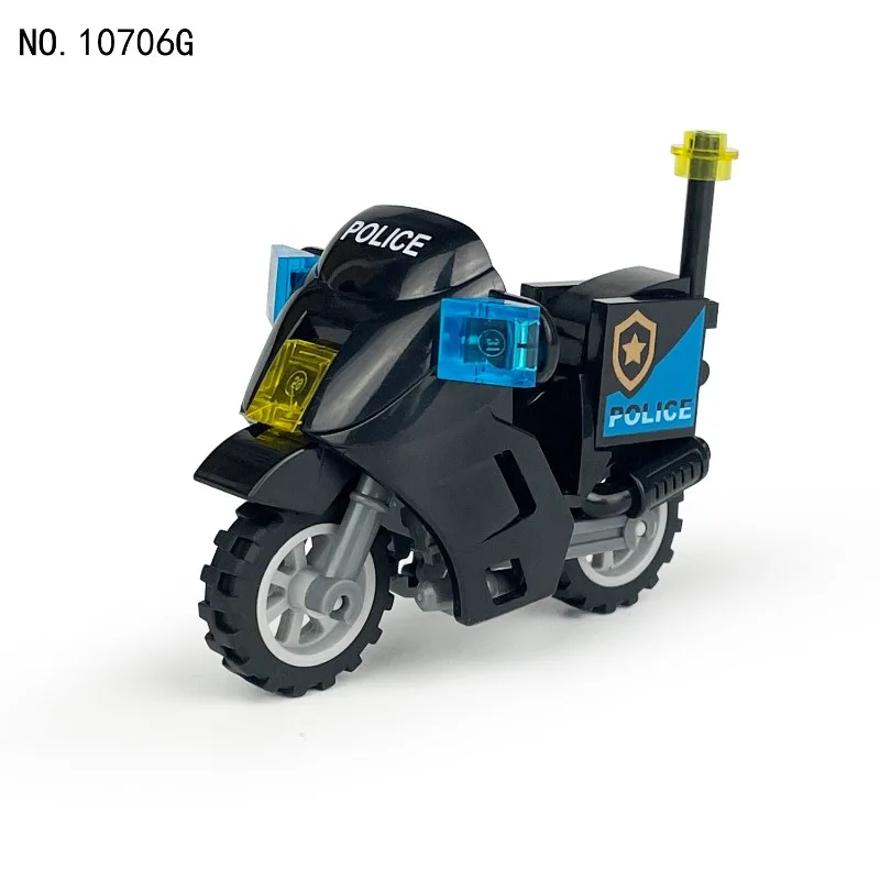 Militärisches Spezialpolizeimotorrad, Patrouillenmotorrad, Polizeimotorrad, DIY-Modell, Kleinteiliger Baustein-Bausatz, Geschenk. – Detail 8