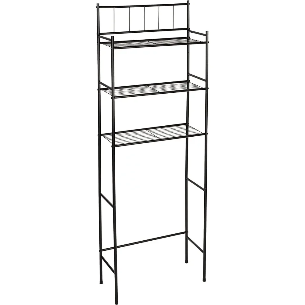 Honey-Can-Do 3-Tier Over-The-WC Space Saver, Black Shelving Unit, BTH-09022