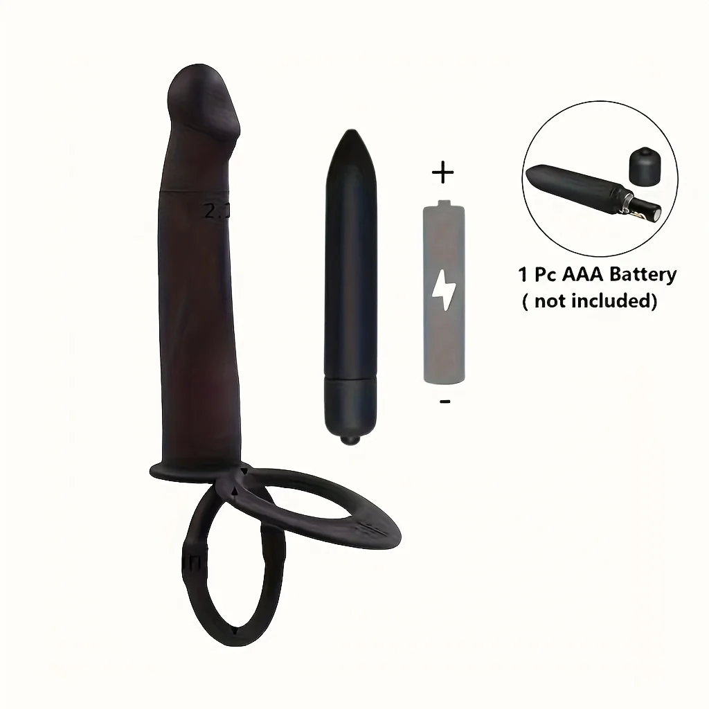 Silicone Vibrating Anal Plug, Double Penetrating Dildo with Cock Ring 10 Frequency Vibrating Ass Plug - No Battery Sex Toy