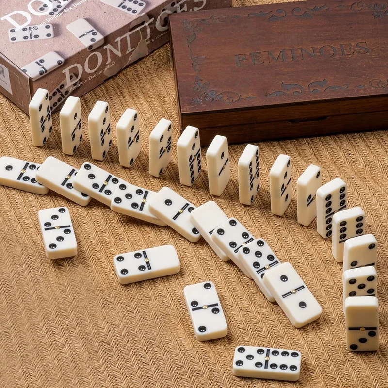 New High Quality Classic Dominoes Set Wood Arithmetic Party Game Parent-Child Desktop Game Puzzle Toys Board Game Birthday Gifts