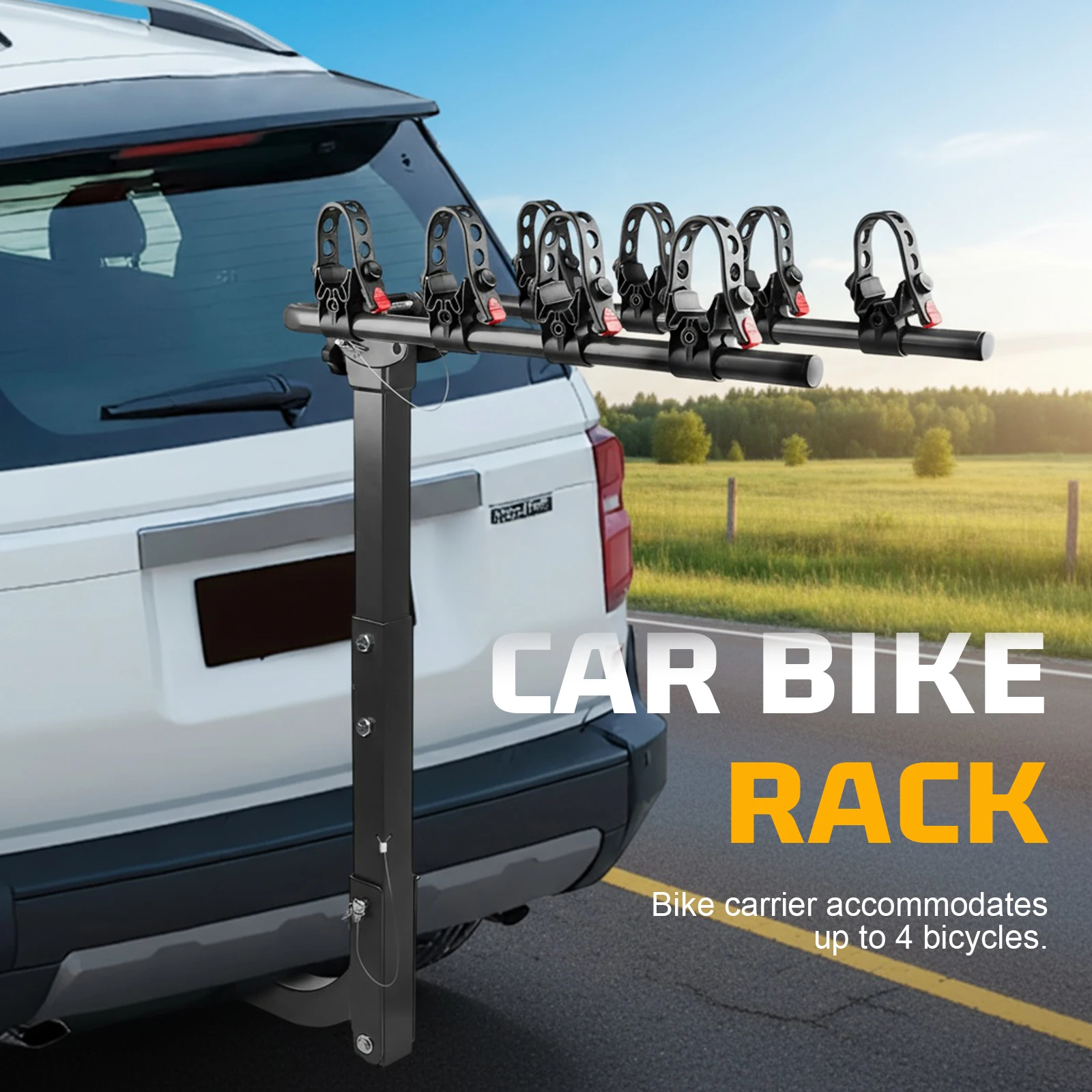 

Bicycle Car Rack Foldable 4-Bike Hitch Mount Rack for Cars Trucks SUVs Minivans