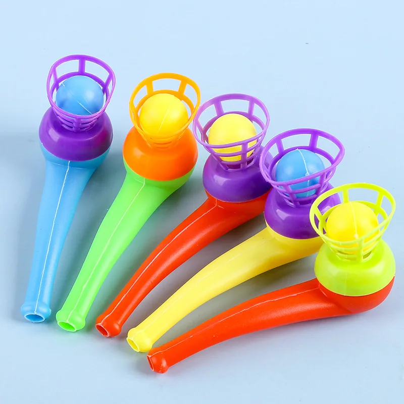 10Pcs Mixed color Fun Magic Blowing Pipe Floating Ball Kids Favors Games Balance Training Toys Wedding Birthday Party Gifts Fill