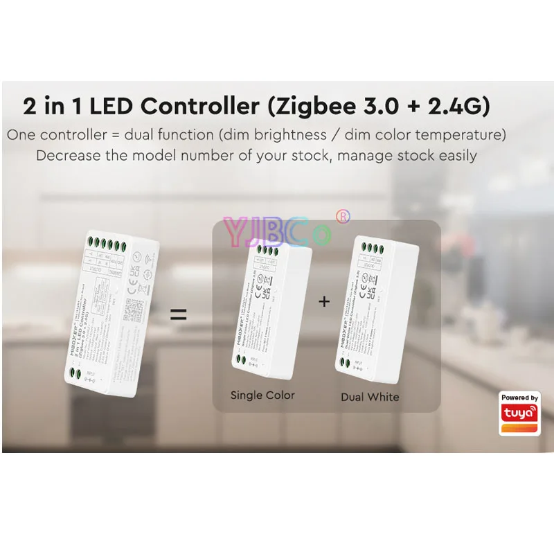 Miboxer Zigbee 3.0+2.4G 2 in 1 LED Strip Controller Single color/Dual white Dimmer Tuya Smart App/Voice/2.4G CCT Remote Control