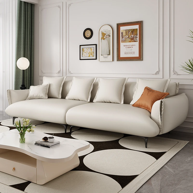 Straight White Living Room Sofas Light Luxury Nordic Comfy Lounge Sofas Individual Minimalist Divani Soggiorno Luxury Furniture