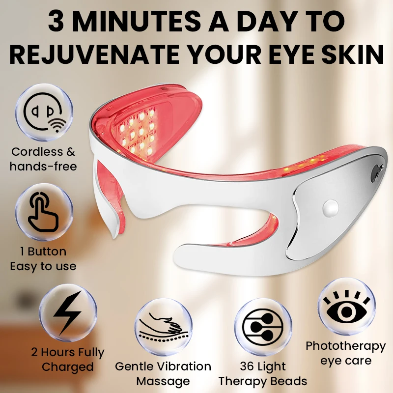 ثلاثية الأبعاد العلاج بالضوء الأحمر مدلك العين EMS الهالات السوداء الانتفاخ التجاعيد تقليل عيون التعب الإغاثة الاسترخاء العناية بالجمال #3