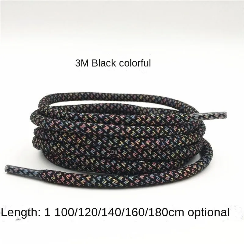 Black3MColorful Reflective round Shoelaces Sneaker Casual Shoes Fit100 120 140 160 180CM