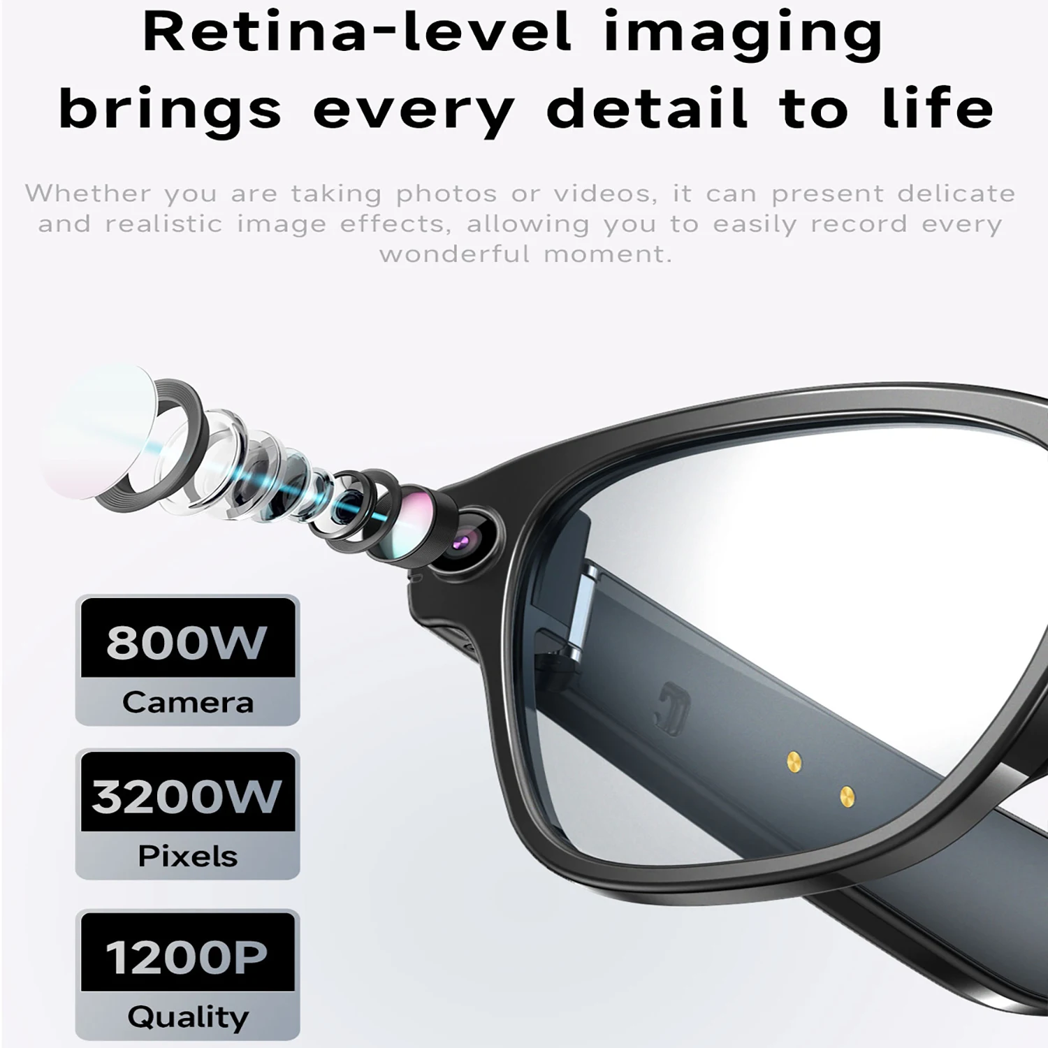 Gafas inteligentes asistente de voz traducción Control táctil grabación de vídeo 800W cámara impermeable Bluetooth llamada gafas de sol inteligentes