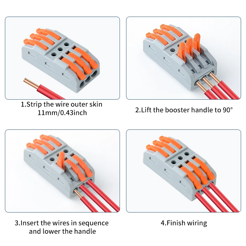 JINH Colorful CMK42 Lever Push-in Splice Connector 10Pcs Multi-Input/Output Compact Electronic Component