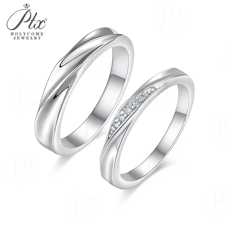Paarringe Moissanit 925 Sterling Silber 18K Gold Plattiert Ehering Luxuriöse Ringe für Valentinstag Geschenke Anhänger – Detail 3