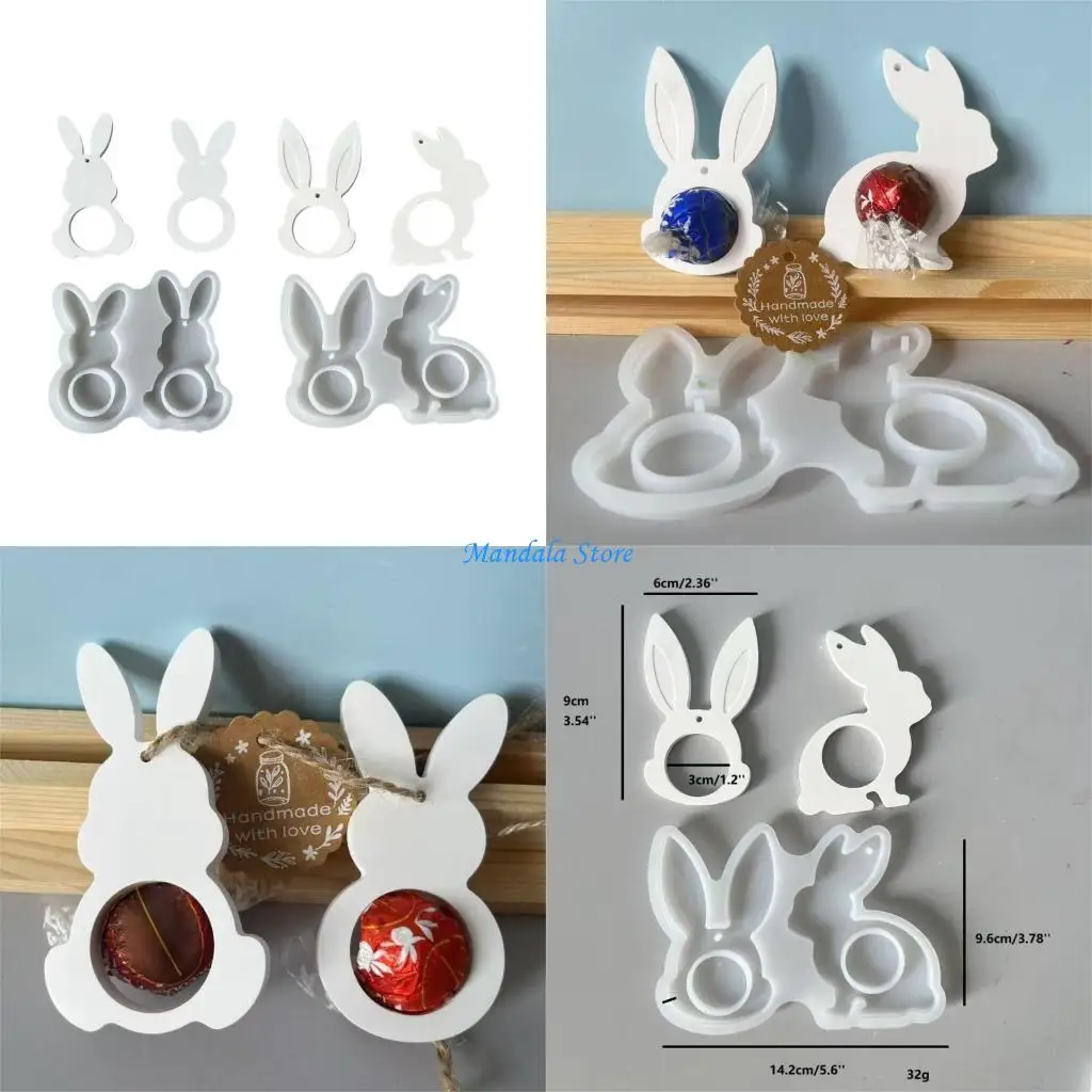 U2JC Safe Silicone Rabbits Mould Detailed Easters Decoration For Candle Figurines And Craft Projects