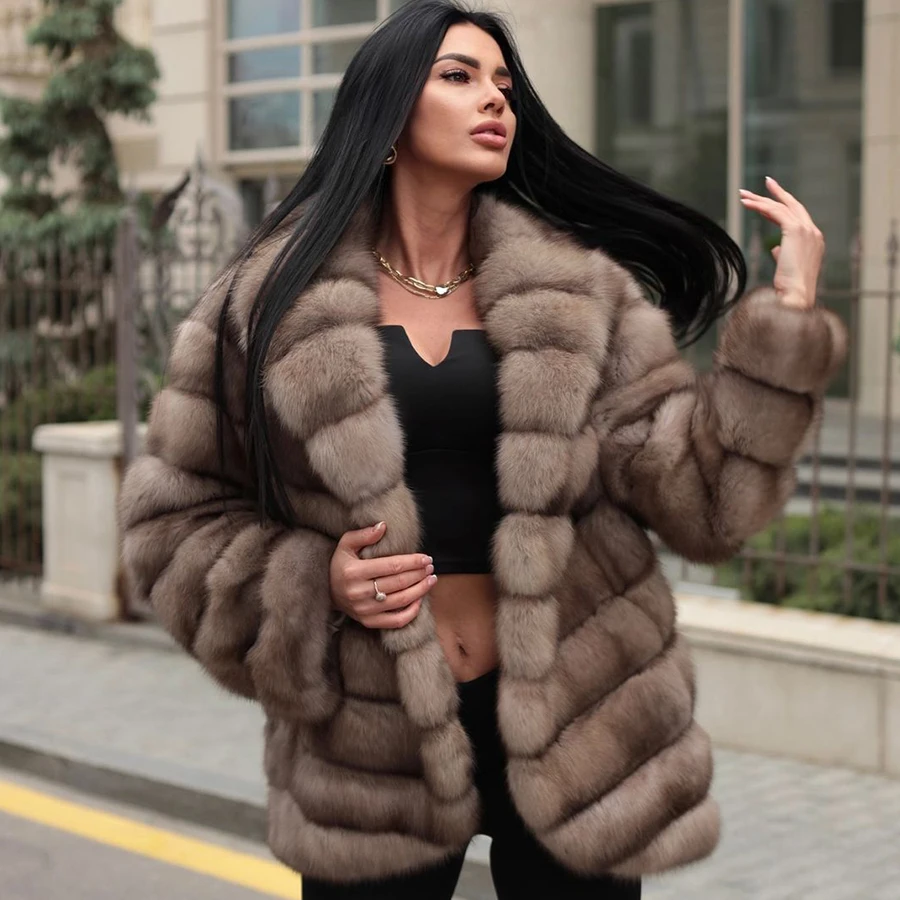 

Natural Fox Fur Coat Women Luxury Fur Jackets Women Fox Fur Coats 2024 Winter Hot Seller