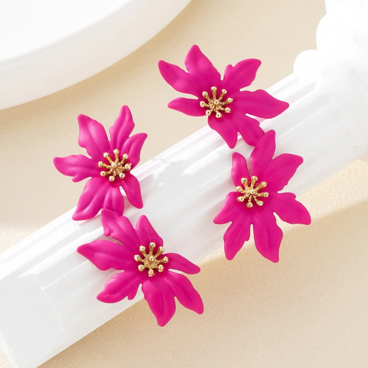 Stud Earrings For Women Vintage Long Fringed Flower Colorful Enamel Ear Accessories Holiday Party Gift Fashion Jewelry DE082