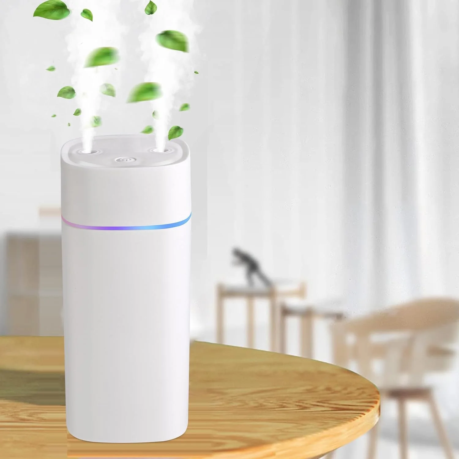 600ml Double Spray Small Humidifier for Bedroom, Mini Humidifier for Plant, Desk,Plant Humidifier with Double Spray, Portable Do