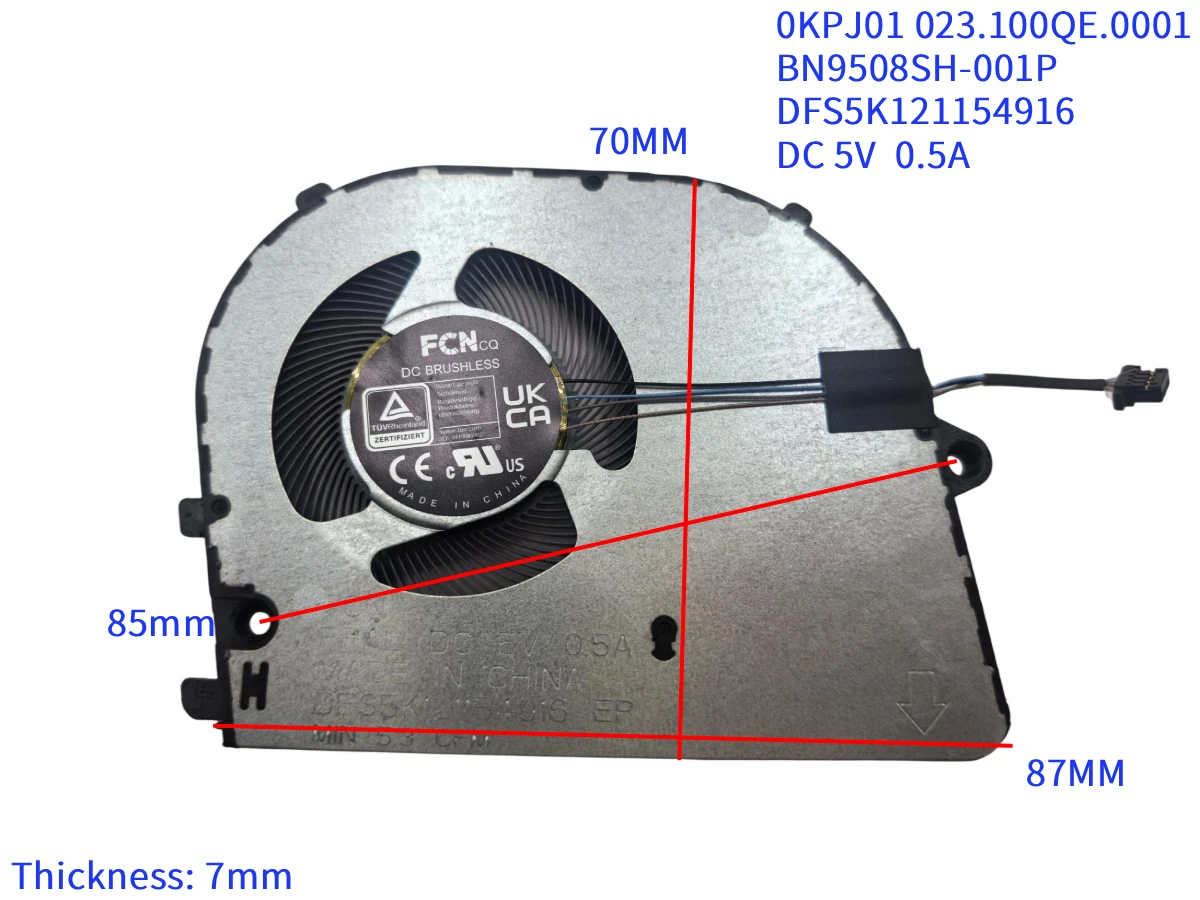 0KPJ01 023.100QE.0001 fan FOR DELL BN9508SH-001P DFS5K121154916 DC 5V 0.5A