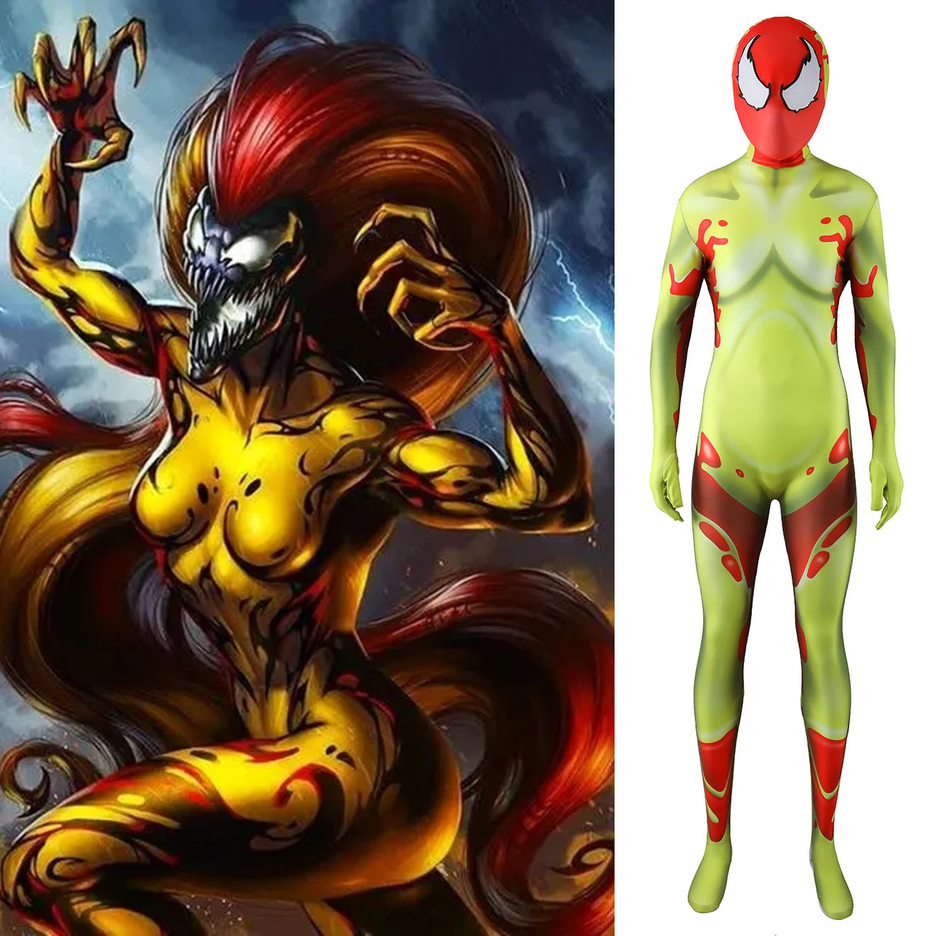 

Scream Donna Diego Cosplay Costume Symbiote Spawns Supervillain Superhero 3D Printed Bodysuit Spandex Outfits Halloween Costume