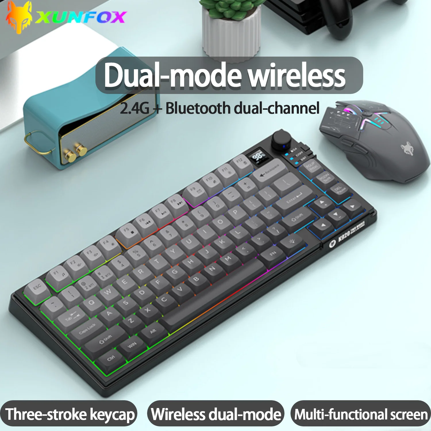

XUNSVFOX K920 Bluetooth беспроводная клавиатура и мышь двухрежимный ноутбук для киберспорта планшет игры офис RGB световой эффект