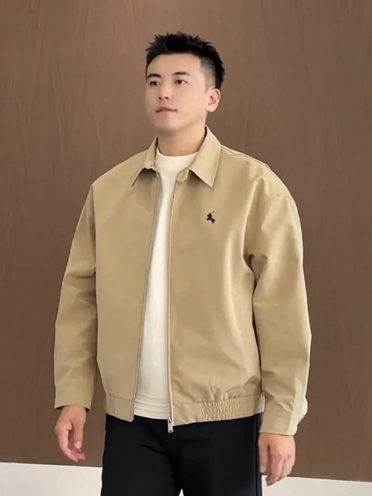 Business Casual Autumn New Style Men's Jacket Harrington Collar Lightweight Luxury Trendy Simple Fashion Administrative Coat