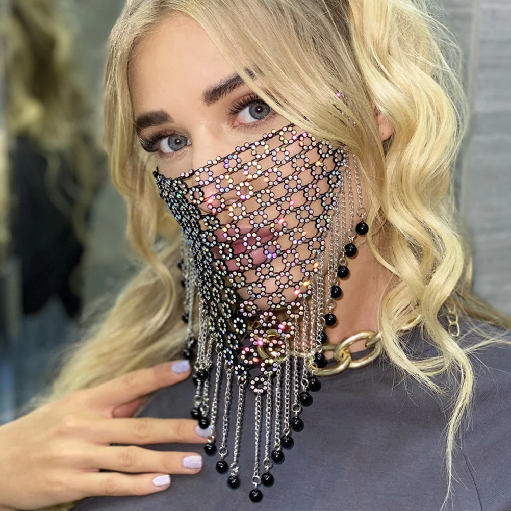 

Diamond Curtain Accessories Rhinestone Face Chain Mask Fringe Crystal for Women Masquerade Tassels Diamond Curtain Accessories