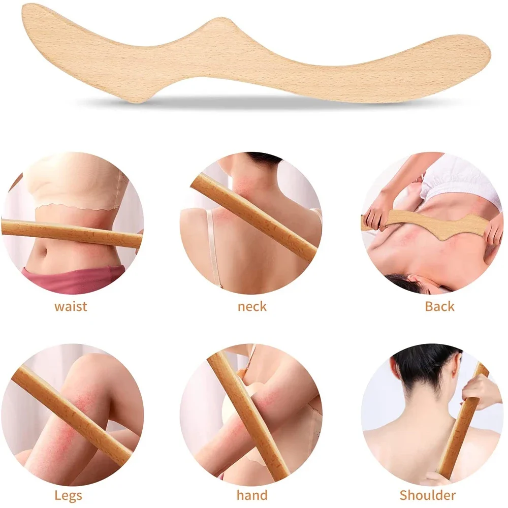 Natuurlijke Houten Lymfedrainage Handheld Massager Stick Voor Anticellulite, Gua Sha Tools Voor Lichaamsvorming, Verlichting Van Spierpijn