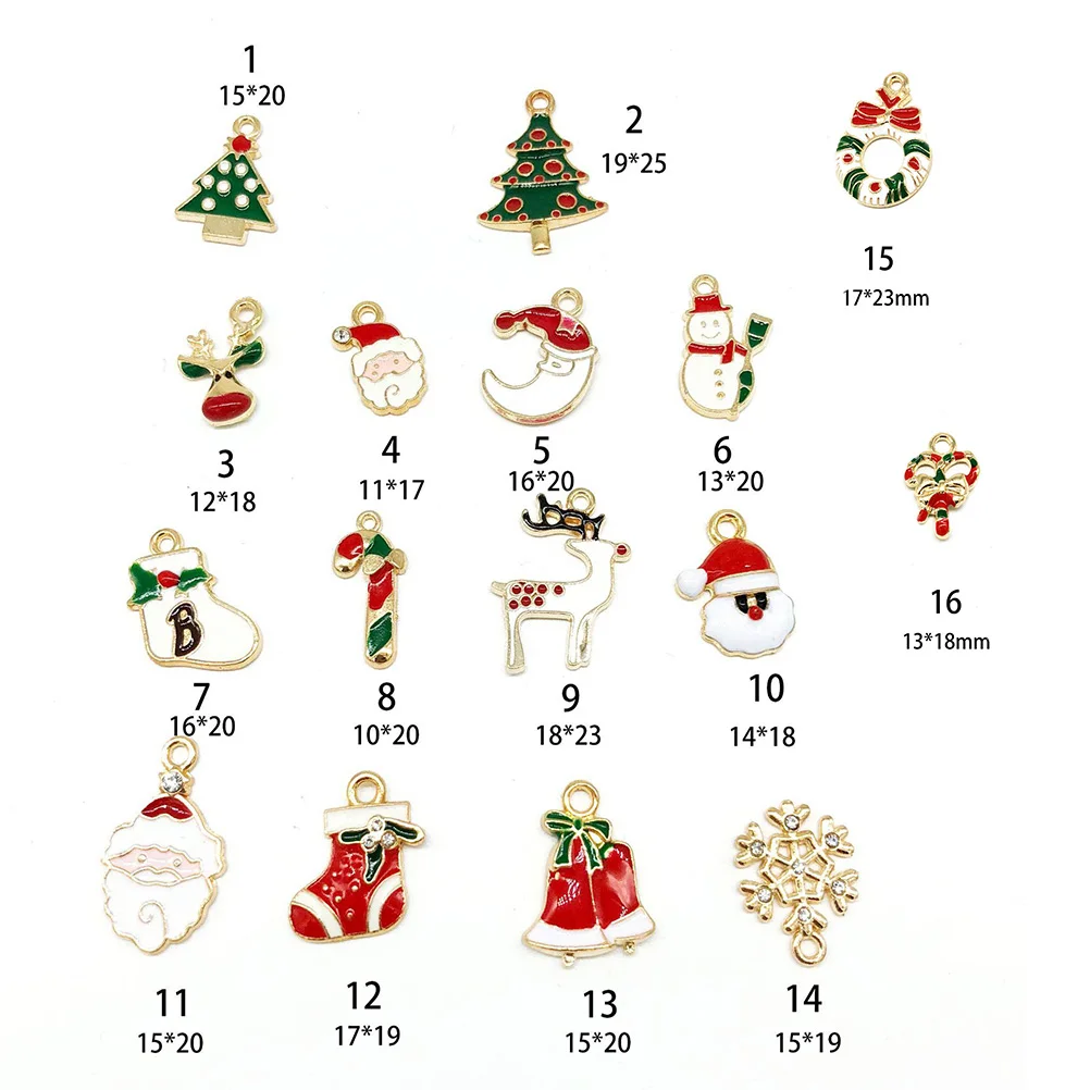 

16 PC Alloy Pendant Jewelry Christmas Xmas Pendants Making Decor Festival Series