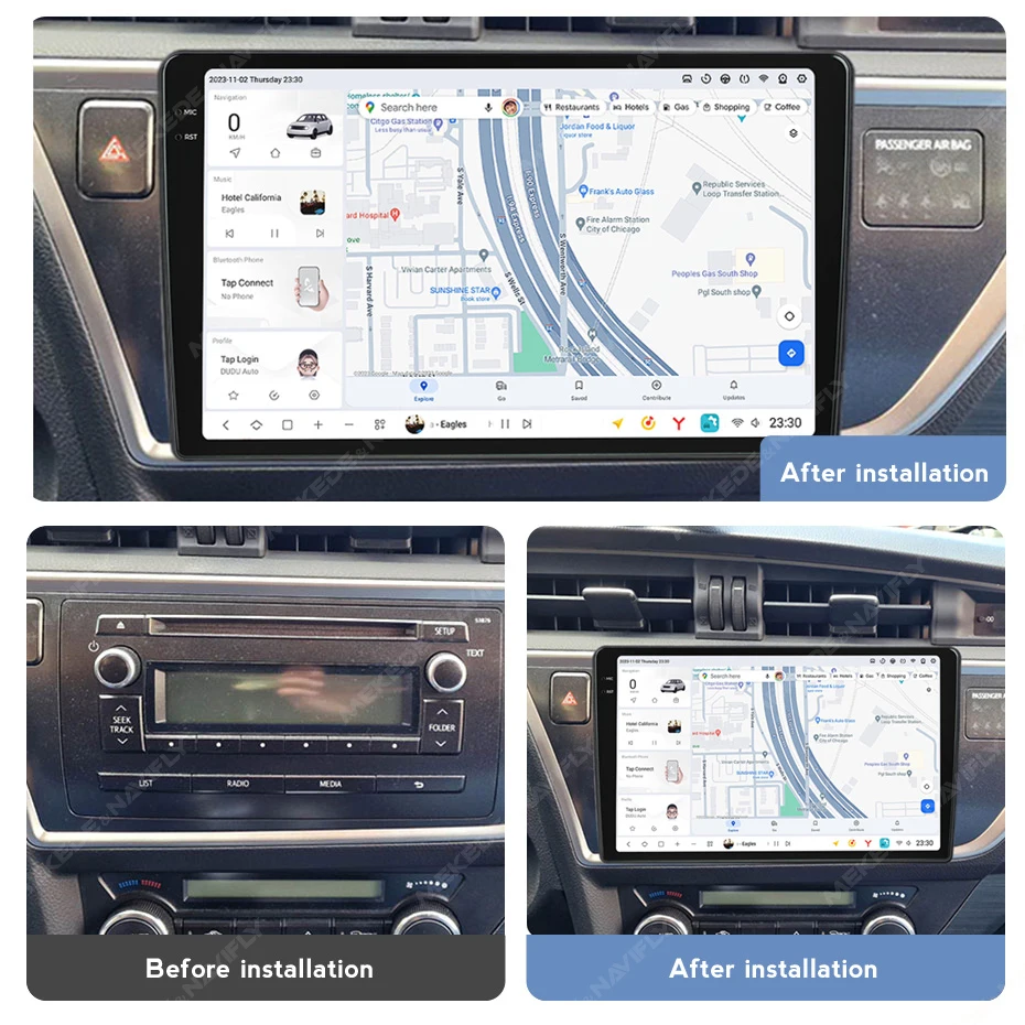 DUDUAUTO DUDU7 Android Head Unit Car Radio Multimedia Player For Toyota Auris 2012-2014 GPS Navigation Wireless Carplay 5G WIFI