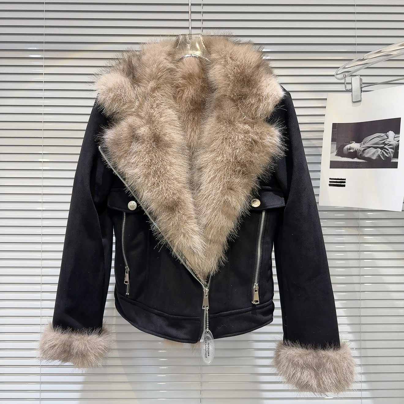 

Winter Short Big Lapel Suede Velvet Cotton Jacket Female Zipper Casual Thicken Parker Outwears Women Double Pocket Warm Jackets