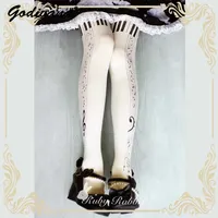 Original Design Girls Lolita Pantyhose Piano Printing Stockings Spring and Autumn Japanese Style Female Cotton Tights Socks