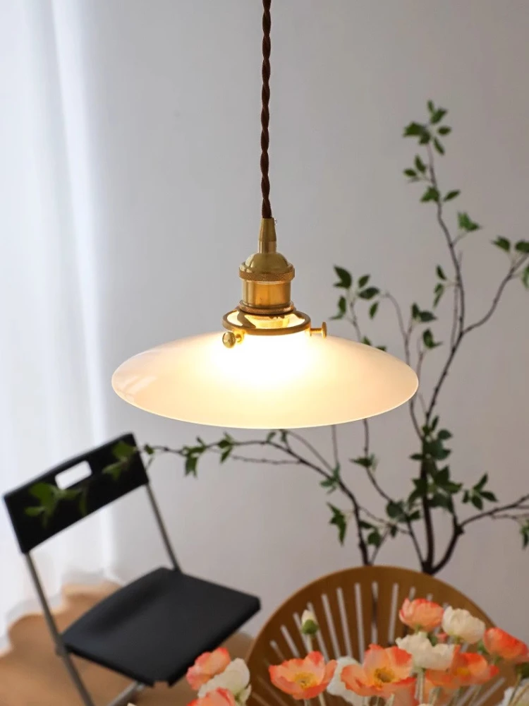 

Simple retro restaurant pendant light, tea room bedside entrance, bar counter, study, brass glass small pendant light