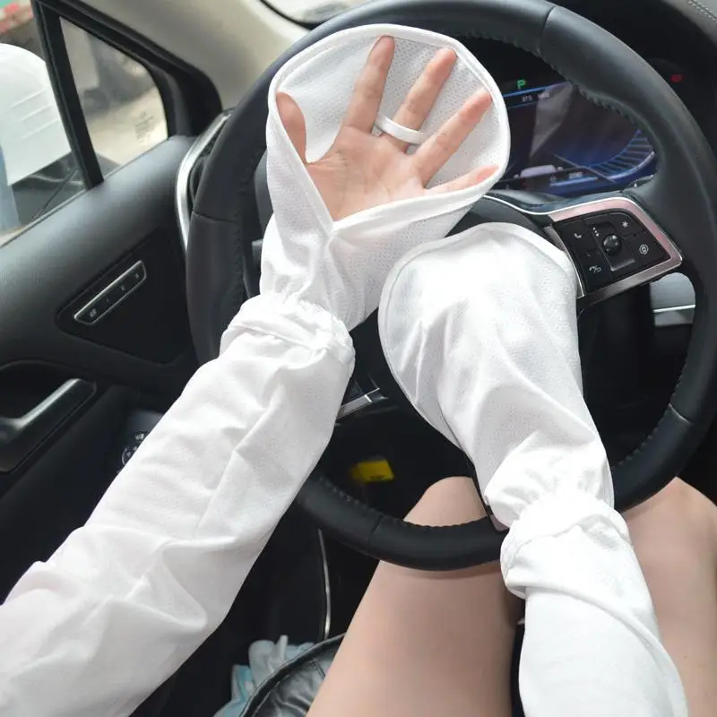 Gradient Sunscreen Ice Silk Arm Sleeve Summer Lady Driving Arm Cover Loose Large Size Fashion UV Protection Outdoor Cycling