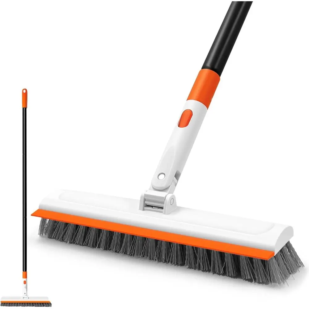 

Long Handled 2-in-1 Scrub Brush and Squeegee Mop for Cleaning Various Surfaces at Home