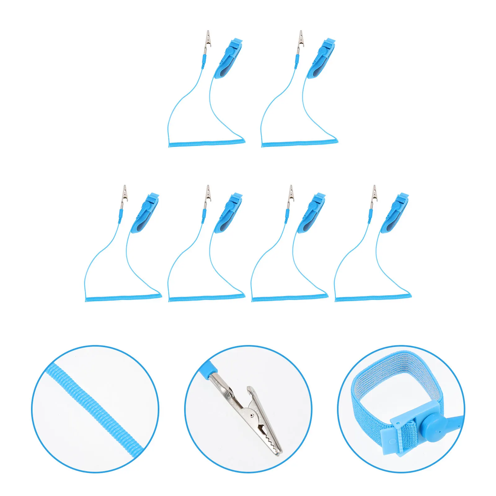 

6pcs Adjustable Anti-Static Wrist Strap Reusable Esd Grounding Pvc Protection Strap For Electronics Repair Work Labor Protection