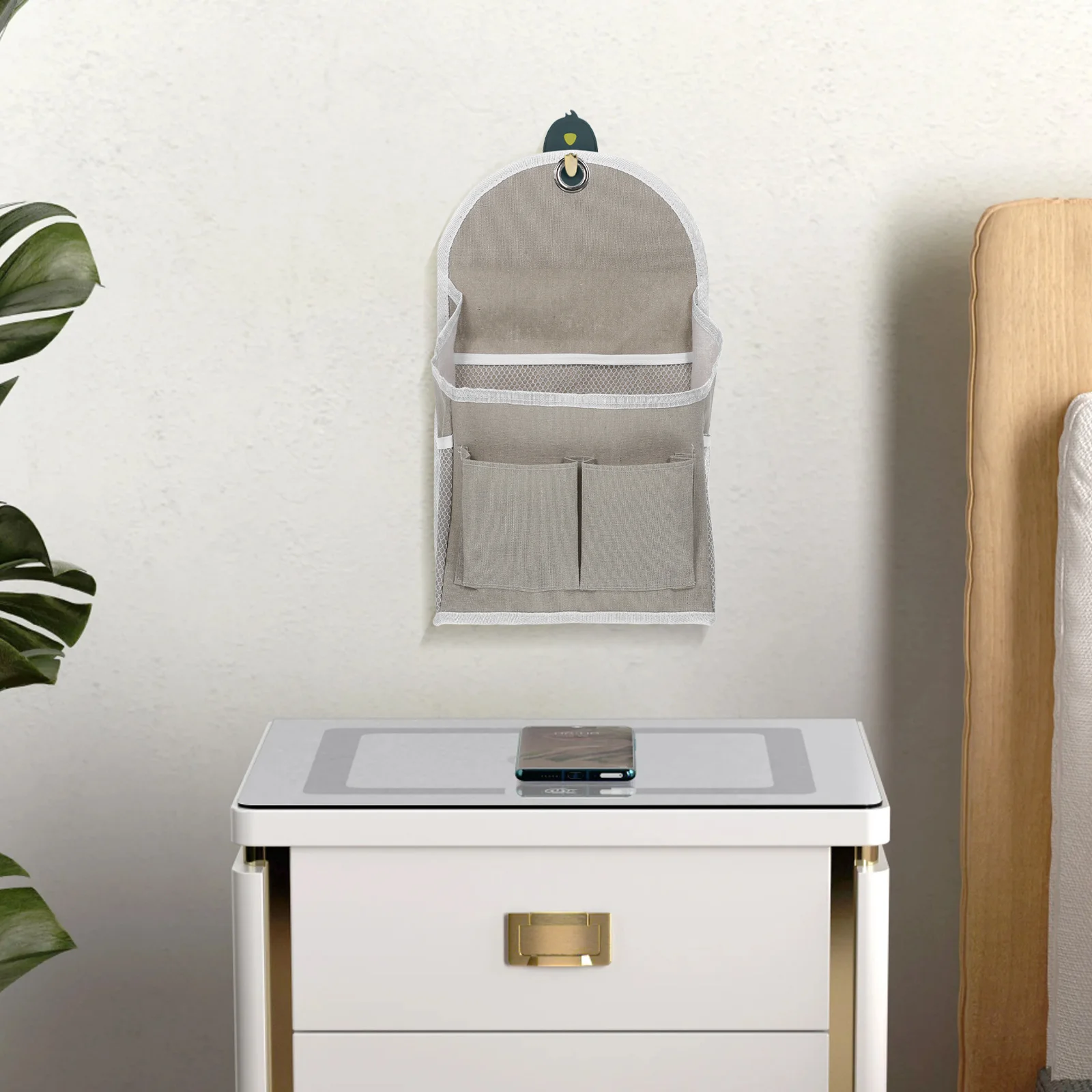 

Wall Hanging Storage Bag Cotton Linen Organizer Over Door Closet for Bedroom Dorm Room Grey Dorm Storage