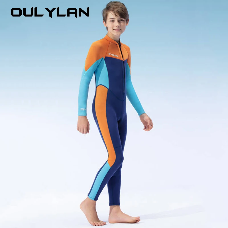 

High Quality Wetsuit 2.5mm Neoprene Diving Suit for Youth Boy's Girl's One Piece Wet Suits Warmth Long Sleeve Swimsuit Swimming