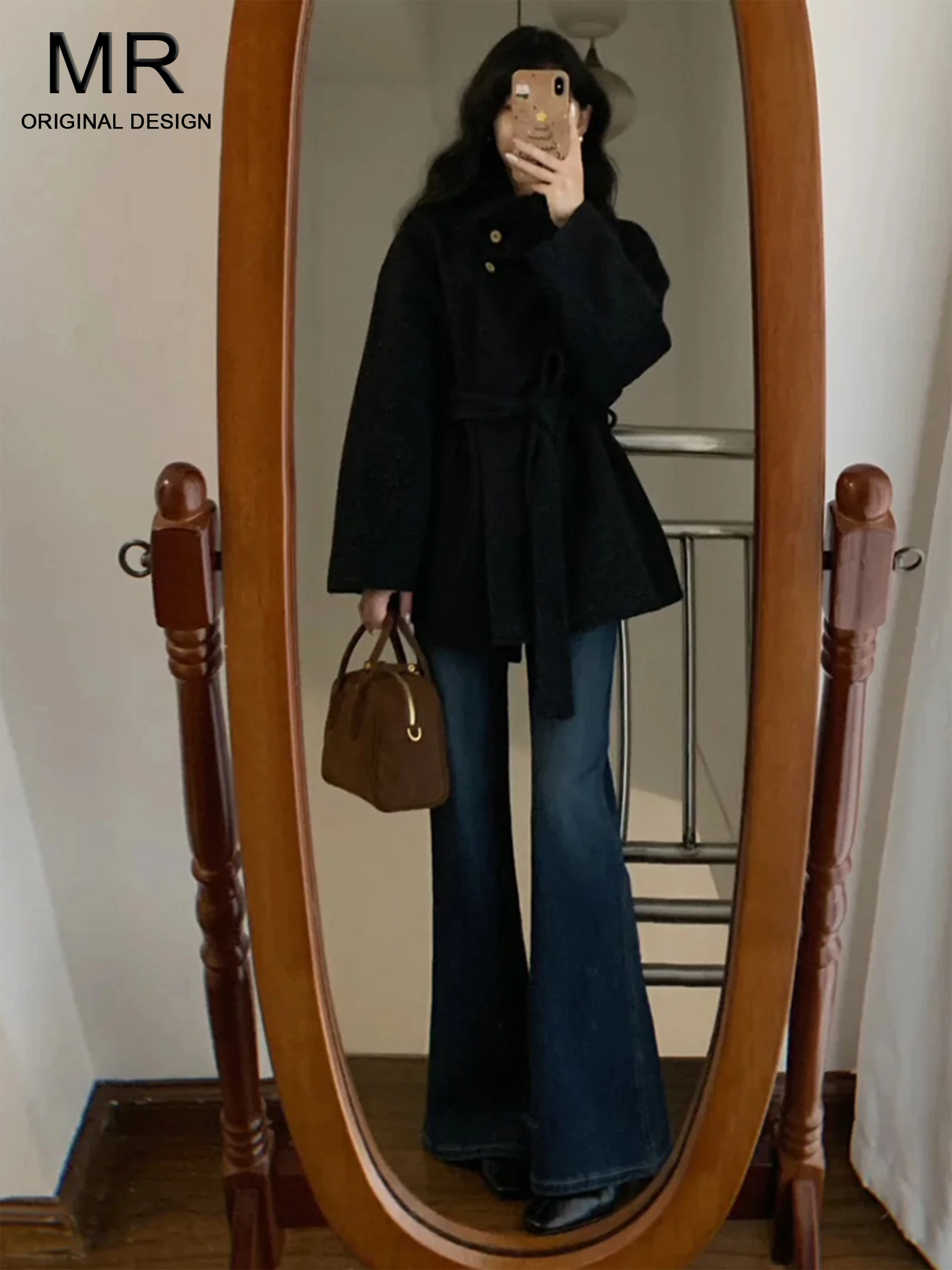 

Женские джинсы с высокой талией, расклешенные, винтажные, синие, свободного прямого кроя, в американском стиле, повседневные