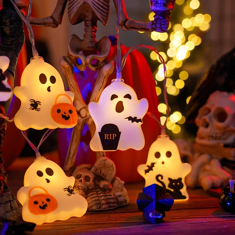 10/20 LED Battery-Powered Halloween String Lights Mixed Shape Indoor Decorative Fairy Lights Room Dining Stair Window Decoration