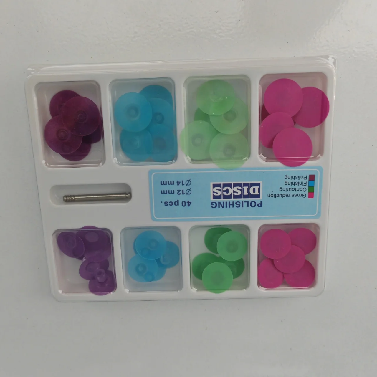 

40Pcs/Box Dental Polishing Discs Kit Rainbow Color Reduction Contouring Mandrel Stripes Set Materials Teeth Whitening