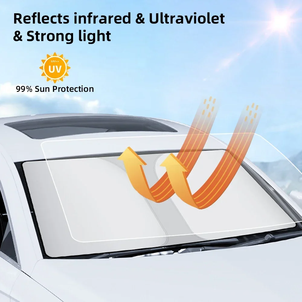 Auto Sonnenschutz Windschutz scheibe Regenschirm vorne Sonnenschutz Sonnenschirm faltbar Sommers chutz Autos itz Wärme isolierung Autozubehör – Detail 7