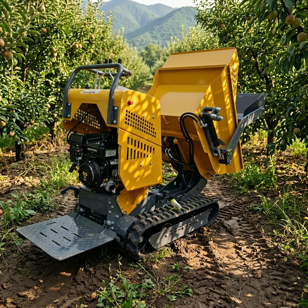 500kg Mini Crawler Dumper Self Loading Tracked Dumper Hydraulic High Lift Wheelbarrow Tracked Power Barrow for Garden Orchard
