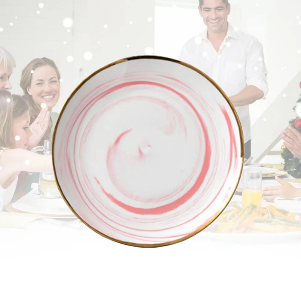 6 بوصة تأثير الرخام طبق سيراميك لوحة صينية حلوى عصرية مثالية للوجبات الخفيفة الوجبات الغربية قاعدة غير قابلة للانزلاق أدوات المائدة المطبخ #6