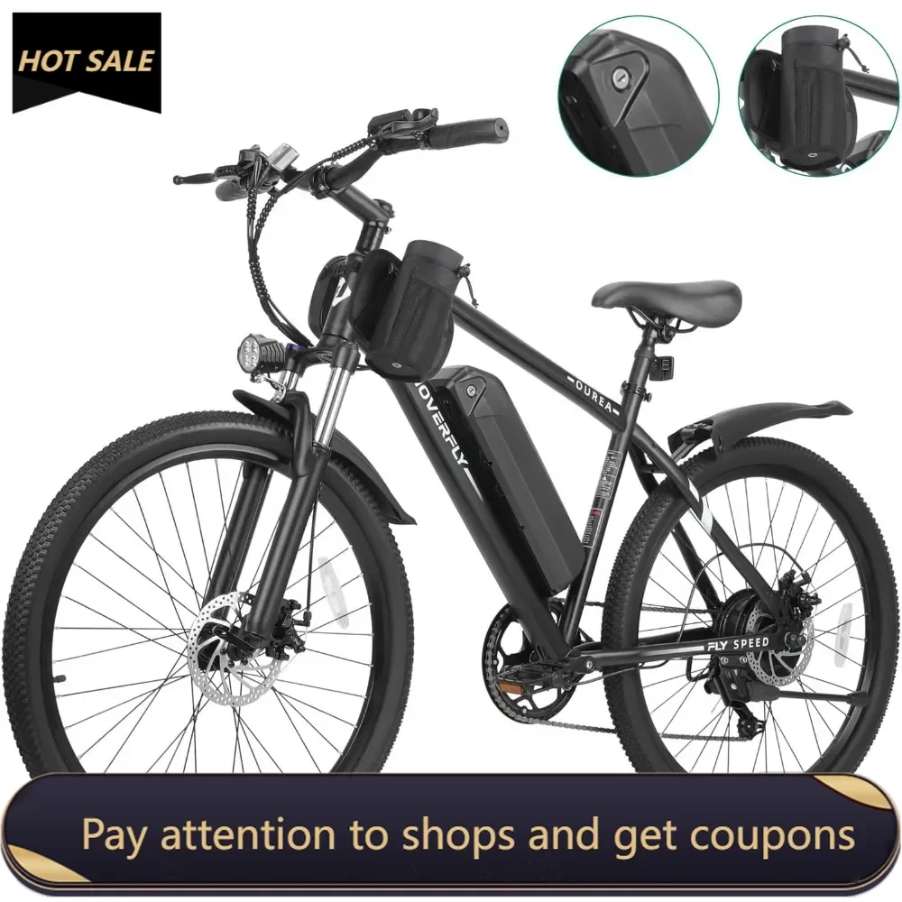 

Electric Bike 26", 750W Peak Motor Mountain Ebike, Up to 40 Miles 20MPH Removable Battery, 7-Speed and Shock Absorber