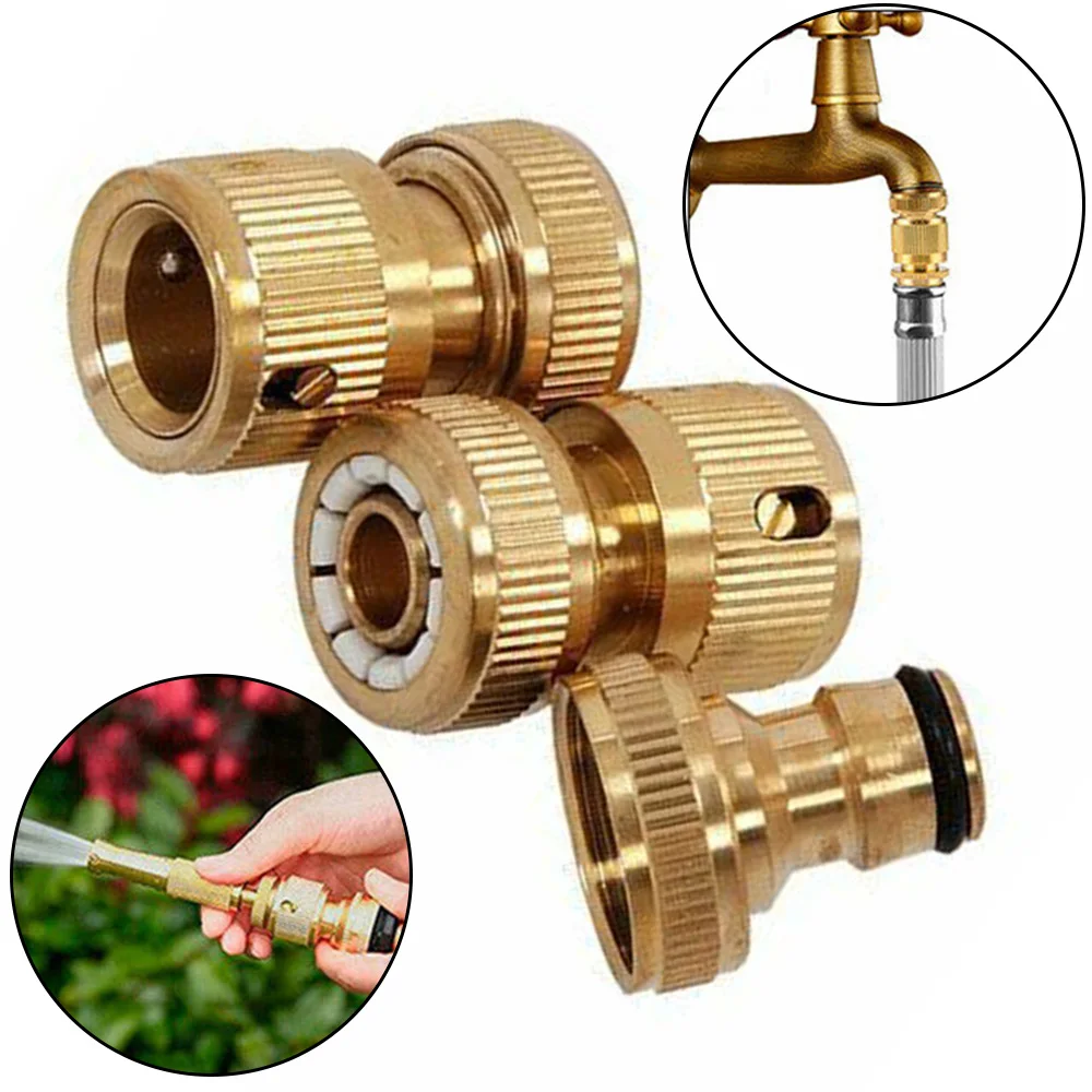 Convenient New Useful 2020 Hot Brass Connector Kit Lock Set Tap Brass Quick Connector G1/2'' G3/4''double-joint