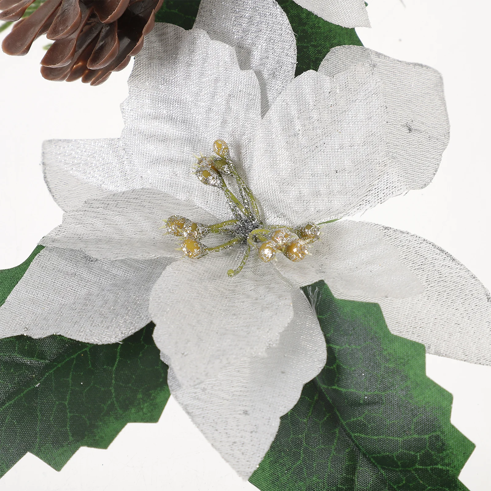 

2Pcs Artificial Xmas Poinsettia Stems Christmas Floral Picks Decorative Xmas Tree Branches Holiday Party Decor