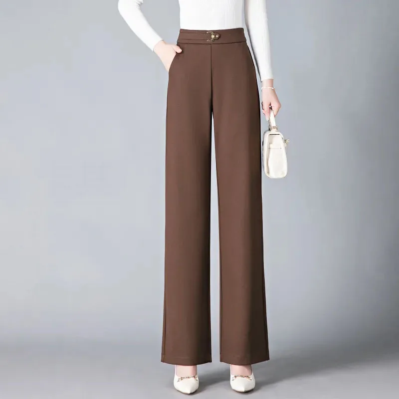 2023 New Spring Autumn Office Wide Leg Pants Women Casual High Waist Thicken Pantalones New Large size Straight OL Sweatpants