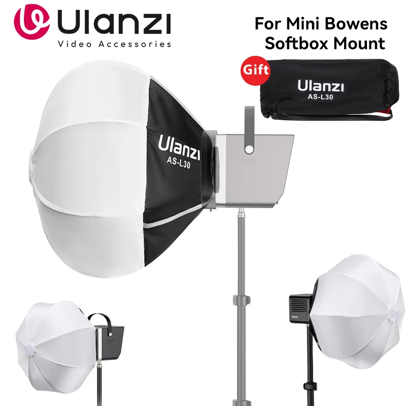 Ulanzi AS-L30 30cm portátil globo lanterna softbox mini bowens montagem bola difusor instalação rápida para ulanzi lt028 40w cob led