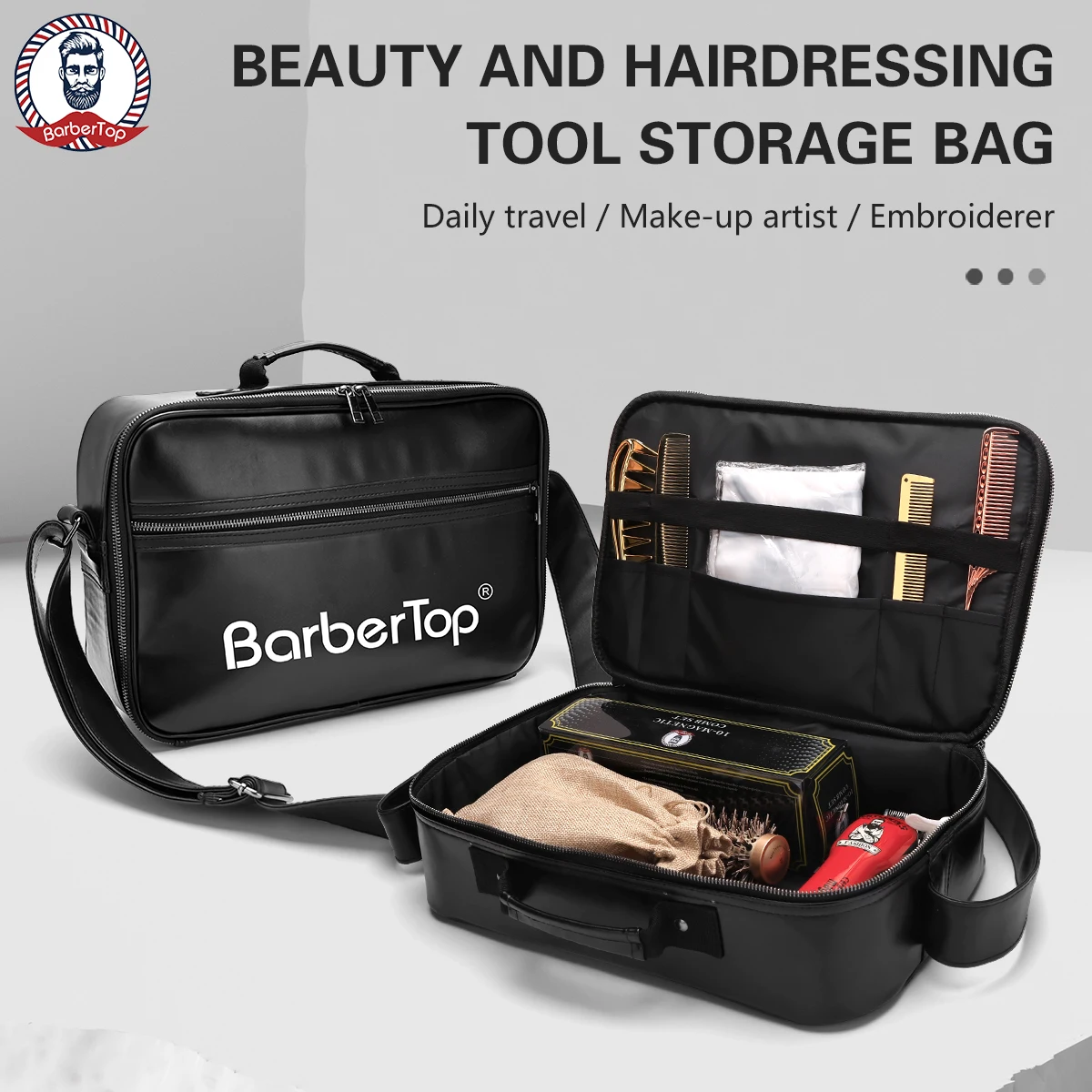 

Barbertop Hair Scissors Bag Salon Hairdresser Makeup Handbag Tourism Clipper Box Hairstyling Tools