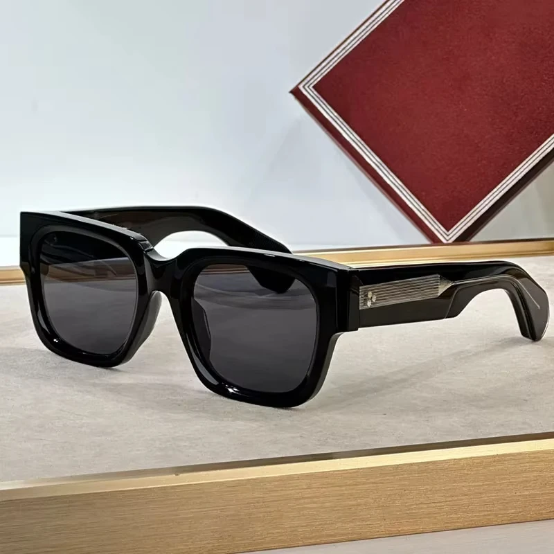 Enzo JMM Ins Style High Street Classical Square Thick Acetate Sunglasses Uv400 Photochromic Men Vintage Eyeglasses with Case