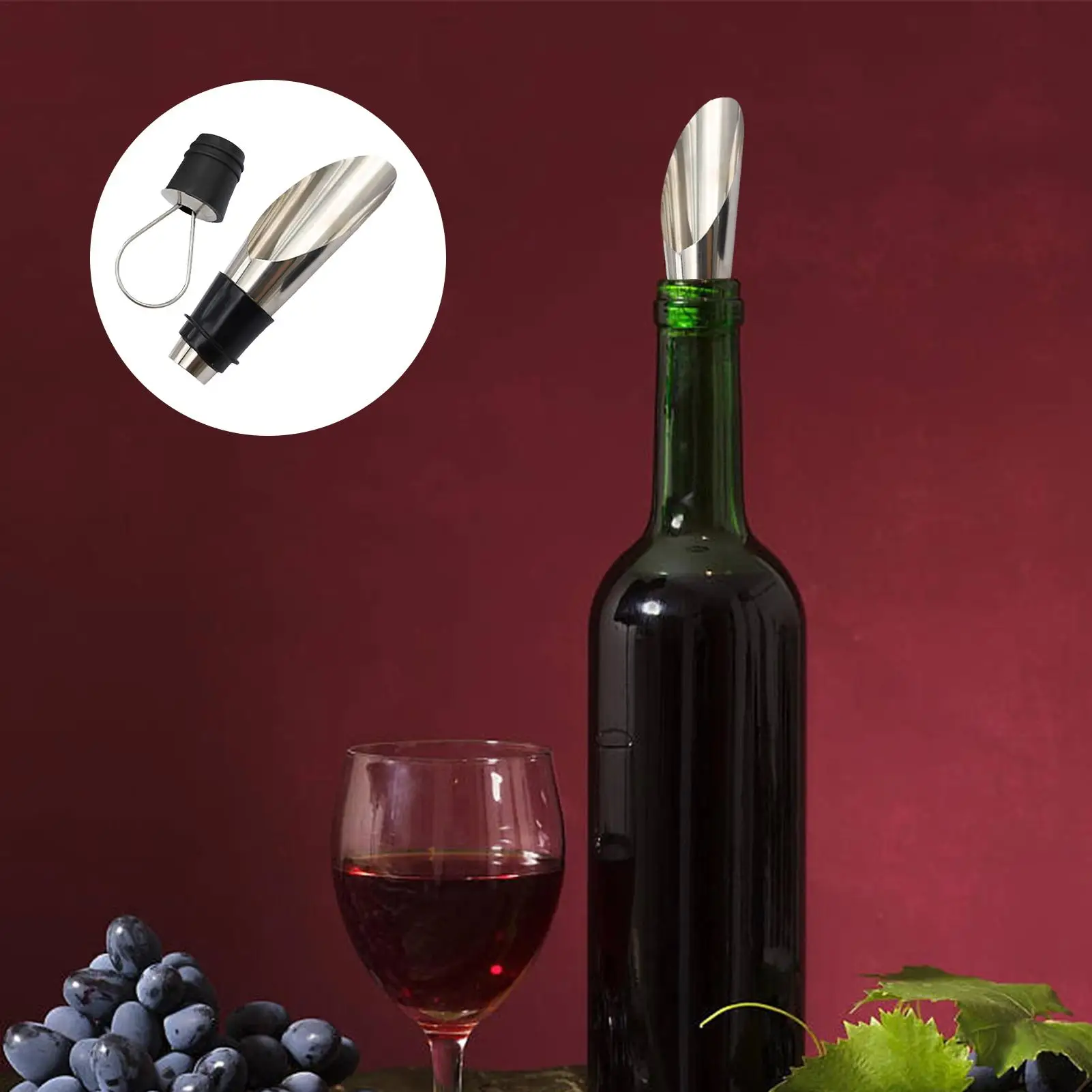 Wine Stainless Steel Wine Bottle Pourers and Stoppers Reusable 2in 1 Good sealing performance Sealed Cap Stopper Spout Pourer