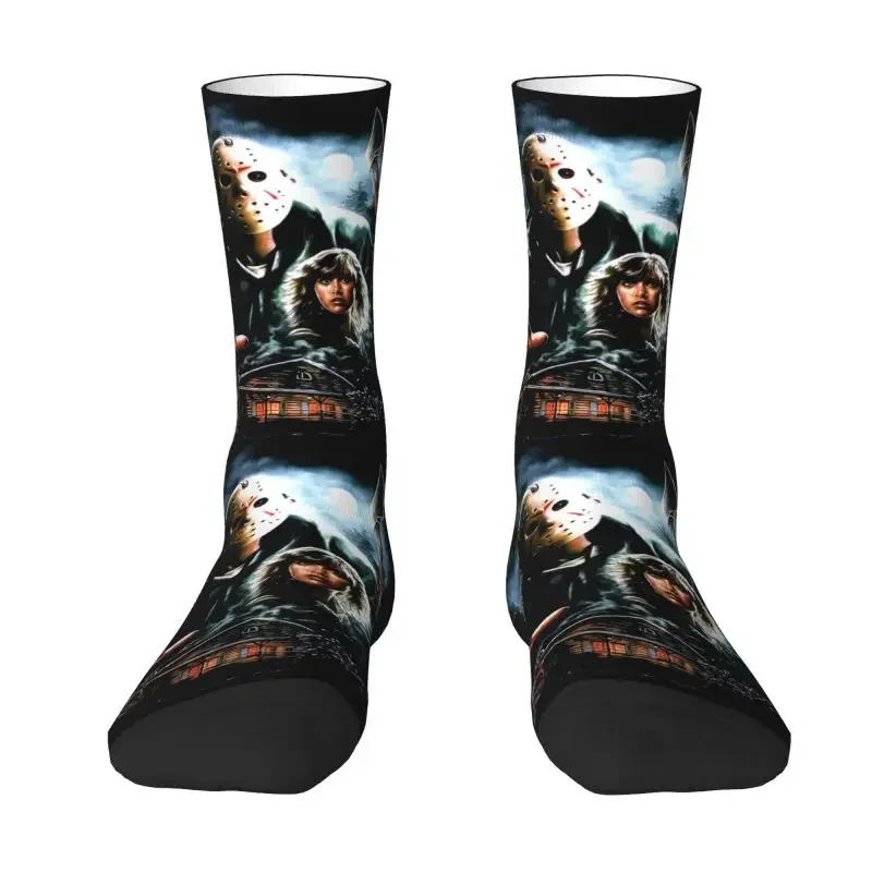 Cute Print Horror Movie Character Killer Socks for Men Women Stretch Summer Autumn Winter Halloween Film Crew Socks